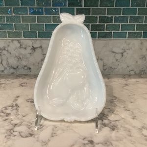 Vintage Hazel Atlas Milk Glass pear shaped relish dish